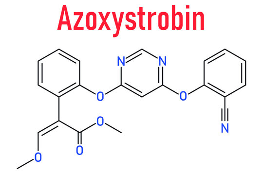 Azoxystrobin fungicide molecule. Skeletal formula.