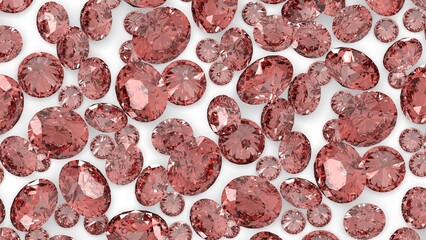 group of gems 3d rendered in rose quartz