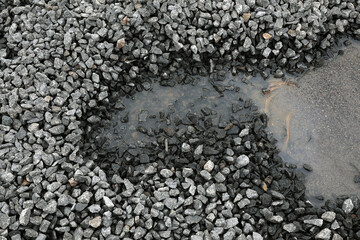 Grey granite gravel background for mix concrete in construction industrial	
