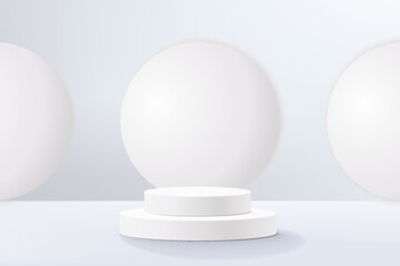 3d background products display podium scene with geometric platform stand to show cosmetic products. Stage showcase on pedestal display white studio