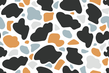 Cow skin zebra giraffe. Abstract random shapes seamless pattern. Rock camouflage. Stained glass. Vector