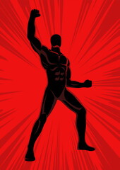 Muscular male figure in powering up pose