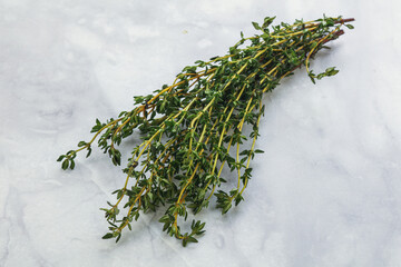 Fresh green Thyme branch heap