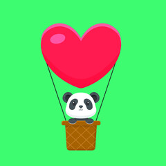 Cute Panda Hot Air Balloon Cartoon
