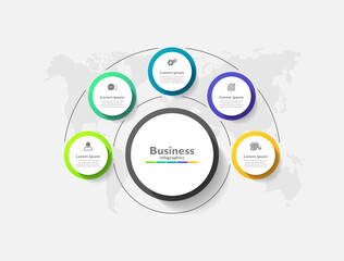 Obraz premium Presentation business infographic template circle colorful with 5 step
