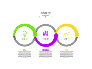 Presentation business infographic flat template circle colorful with 3 step