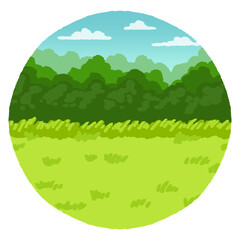 草原と森アイコン(円形)