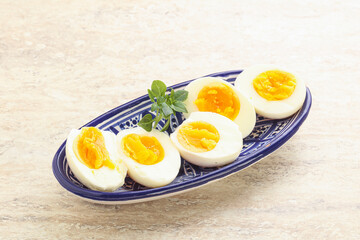 Boiled chicken egg for breakfast