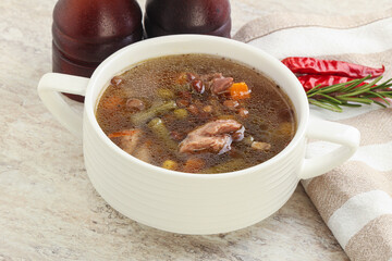 Soup with lentil and chicken