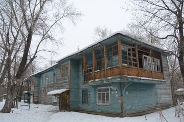 Dilapidated wooden house