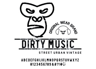  Vintage Brush Script Modern Alphabet. Vector illustration on a theme of American jeans, denim and raw. Craft vintage typeface design.