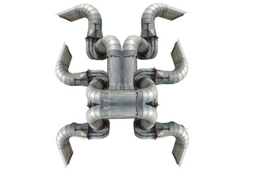 Ventilation duct system in factory, jet fan, isolated from background clipingpart. air duct...