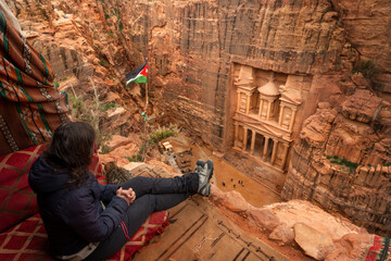 Panorama view point for Treasury, Petra Jordan