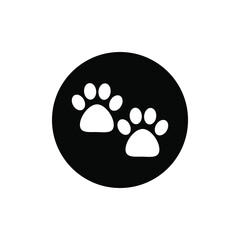 Animal footprint icon circle black color editable.Zoo icon map marker.