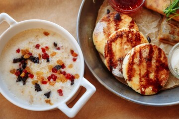 Delisious breakfast in a cafe 