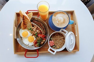 Delisious breakfast in a cafe 