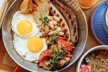 Delisious breakfast in a cafe 
