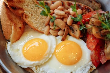 Delisious breakfast in a cafe 
