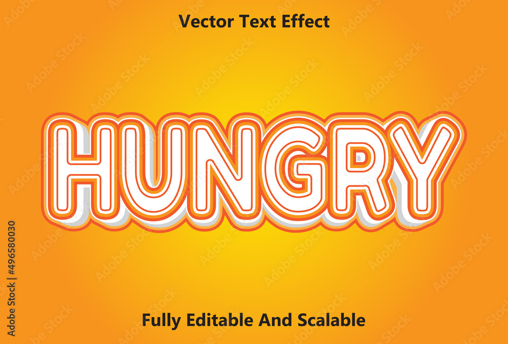 Poster hungry text effect with orange color editable.