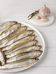 smelt raw on a plate