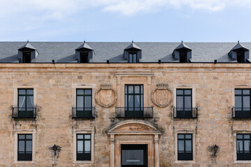 Historic building, converted into a hotel in the village of Lerma in the province of Burgos, Spain