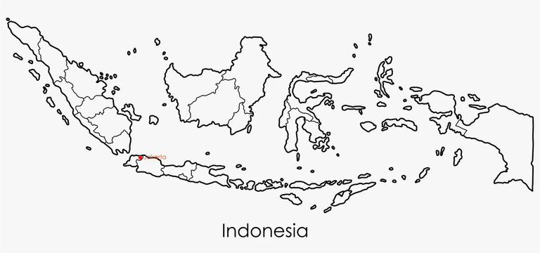 Doodle freehand drawing map of Indonesia.