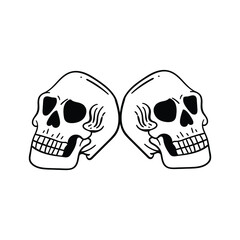 hand drawn skull doodle illustration for tattoo stickers poster etc