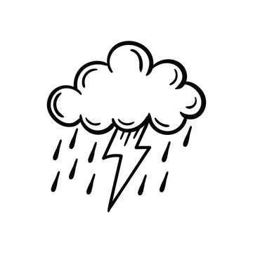 hand drawn cloud rain doodle illustration for tattoo stickers poster etc