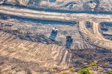 Aerial view of Canadian Oilsands surface mining Alberta