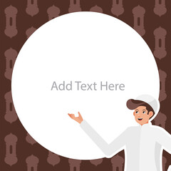 Islamic Character Feed Template - Editable social media template with male muslim character for social media post, explainer, or promotion