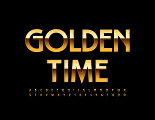 Vector modern logo Golden Time. Elegant Stylish Font.Artistic Alphabet Letters and Numbers
