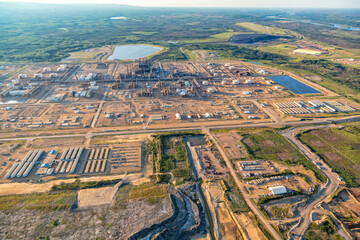 Aerial view of Ft McMurray refinery storage plant