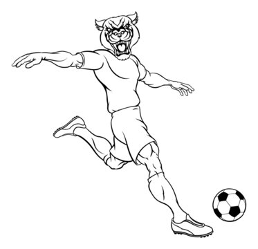 Panther Soccer Football Player Sports Mascot