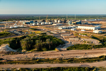 Aerial of Oil Refinery near Ft McMurray Alberta