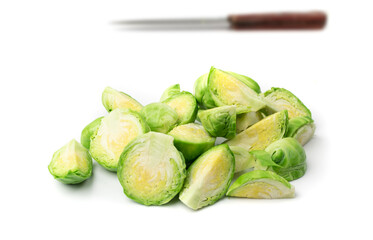Brussels Sprouts Isolated, Brassica Oleracea Cabbage