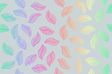 Rainbow leaves on a light gray background, seamless pattern

