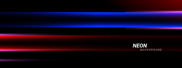 Fototapeta premium Neon Light Trails on Black Background
