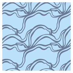 Seamless pattern with blue linear waves. Repeating texture.