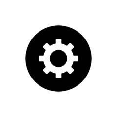 Gear settings icon in black round