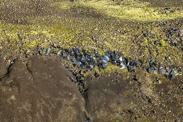 Aerial Icelandic view of Landmannalaugar solidified lava Europe