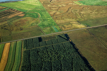 Fototapeta premium Aerial of Icelandic agricultural organic farming crops Europe