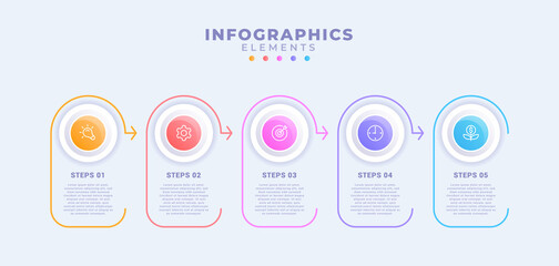 Business infographic template with five options or process