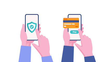 credit card security, cashless payment, shopping, e-commerce, banking, transaction, flat illustration vector template