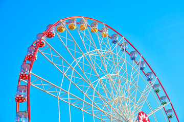 Kharkiv, Ukraine - August 23 2021: Ferris wheel in Gorkiy park