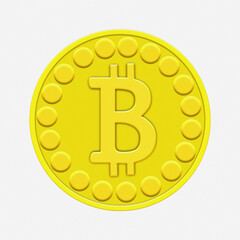 A 3D illustration Crypto currency symbol and coin abstract isolated on white background