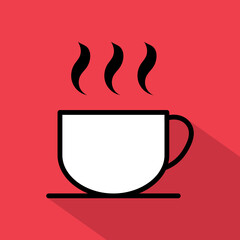 Coffee icon, breakfast drink cafe, cappuccino, hot simple isolated illustration, vector line