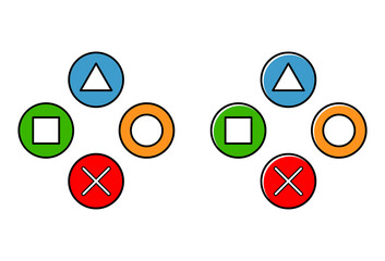 Set of Console gaming gamepad icon, joystick gadget technology button vector illustration, play fun game
