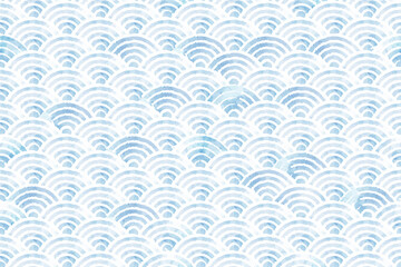 watercolor blue wave seamless pattern background
