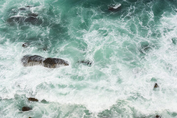 Aerial view of waves on the sea, Dondra, Sri Lanka