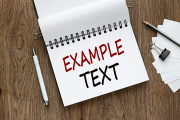 example text. open notepad with text near white stickers